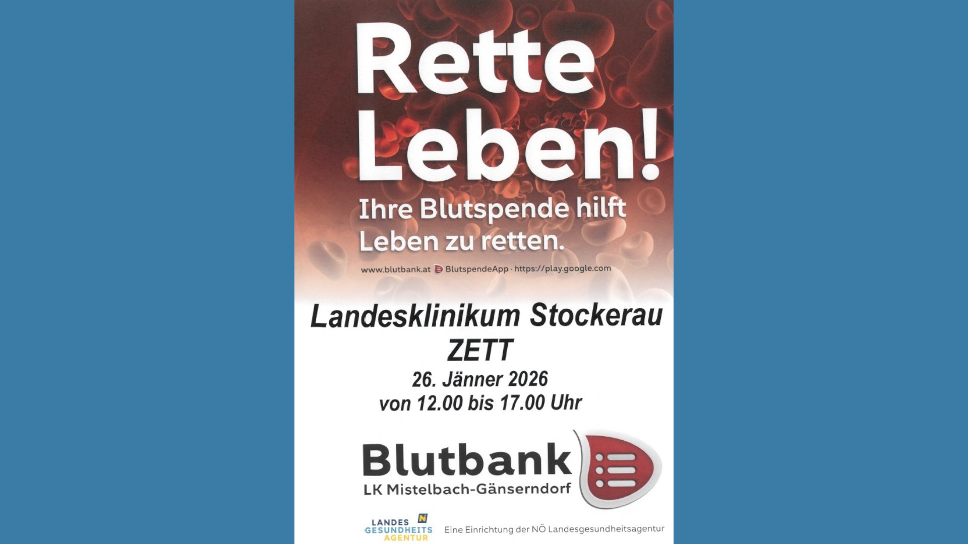 Plakat zur Blutspendeaktion