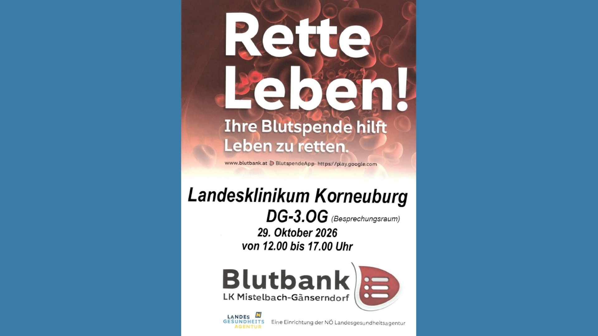 Plakat Blutspendeaktion